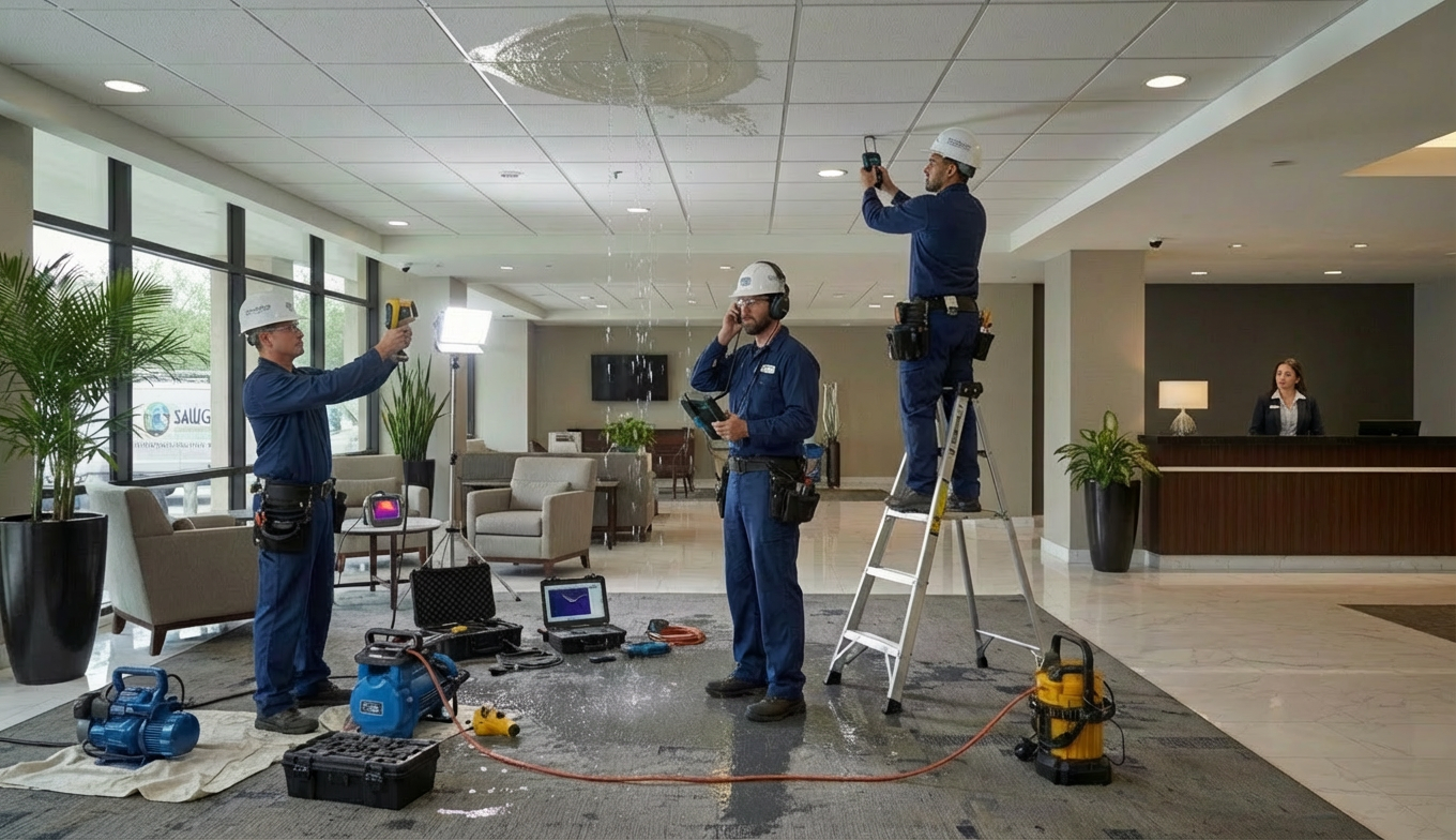 3 men working on leak detection